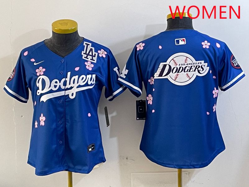 Women Los Angeles Dodgers Blank Blue Sakura Edition 2025 Nike MLB Jersey style 29->women mlb jersey->Women Jersey